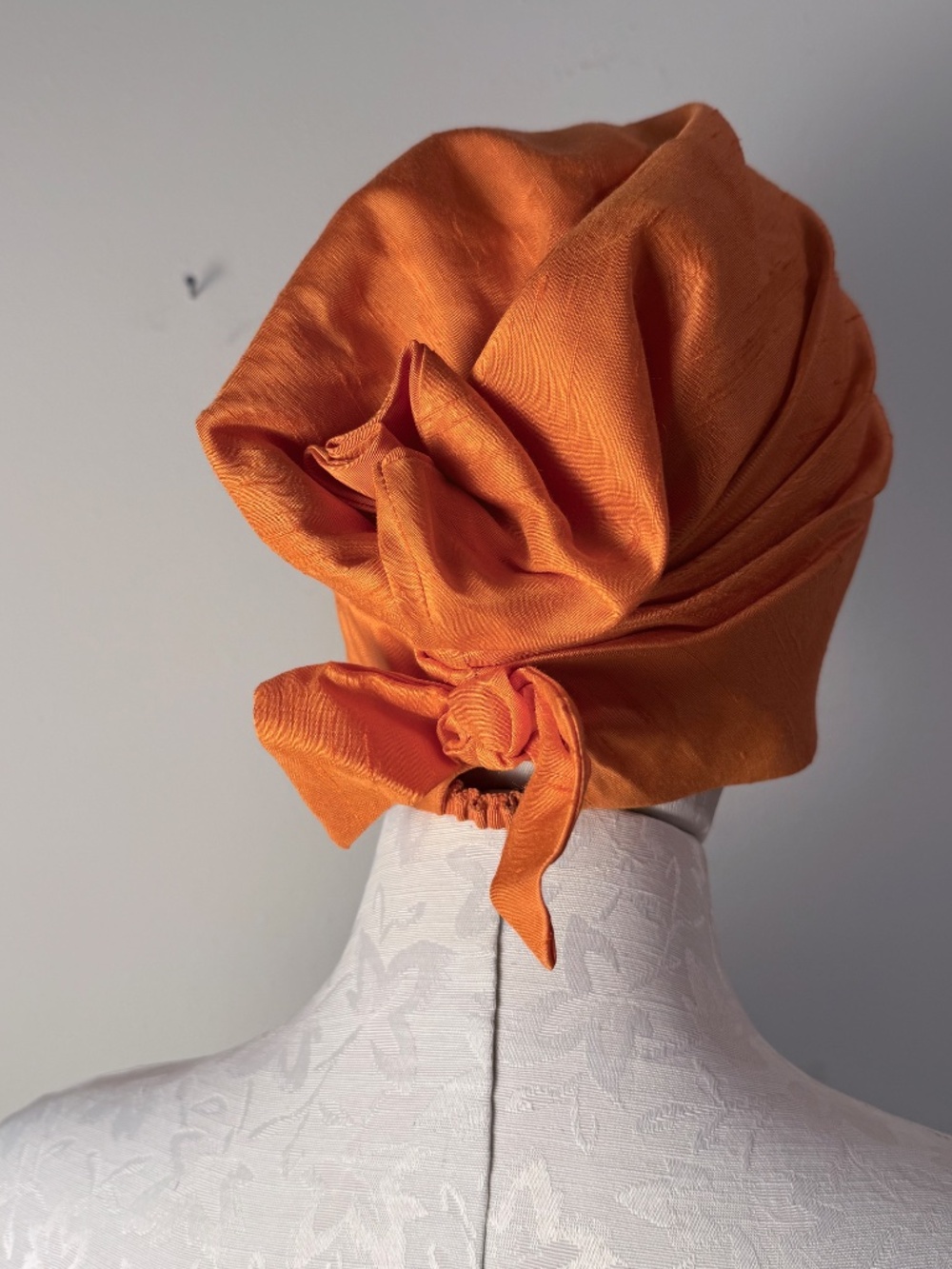 Vintage Saks Fifth Avenue ,Orange Raw Silk-like Turban